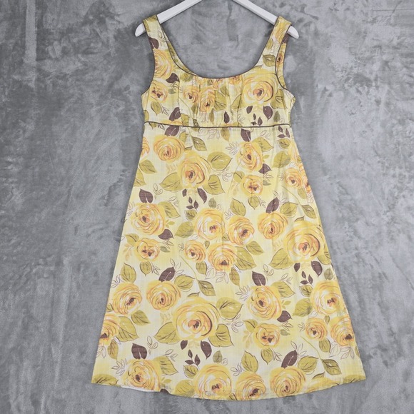 CAbi Dresses & Skirts - Cabi Y2K Milkmaid Floral Sundress 8 Yellow Brown Roses
